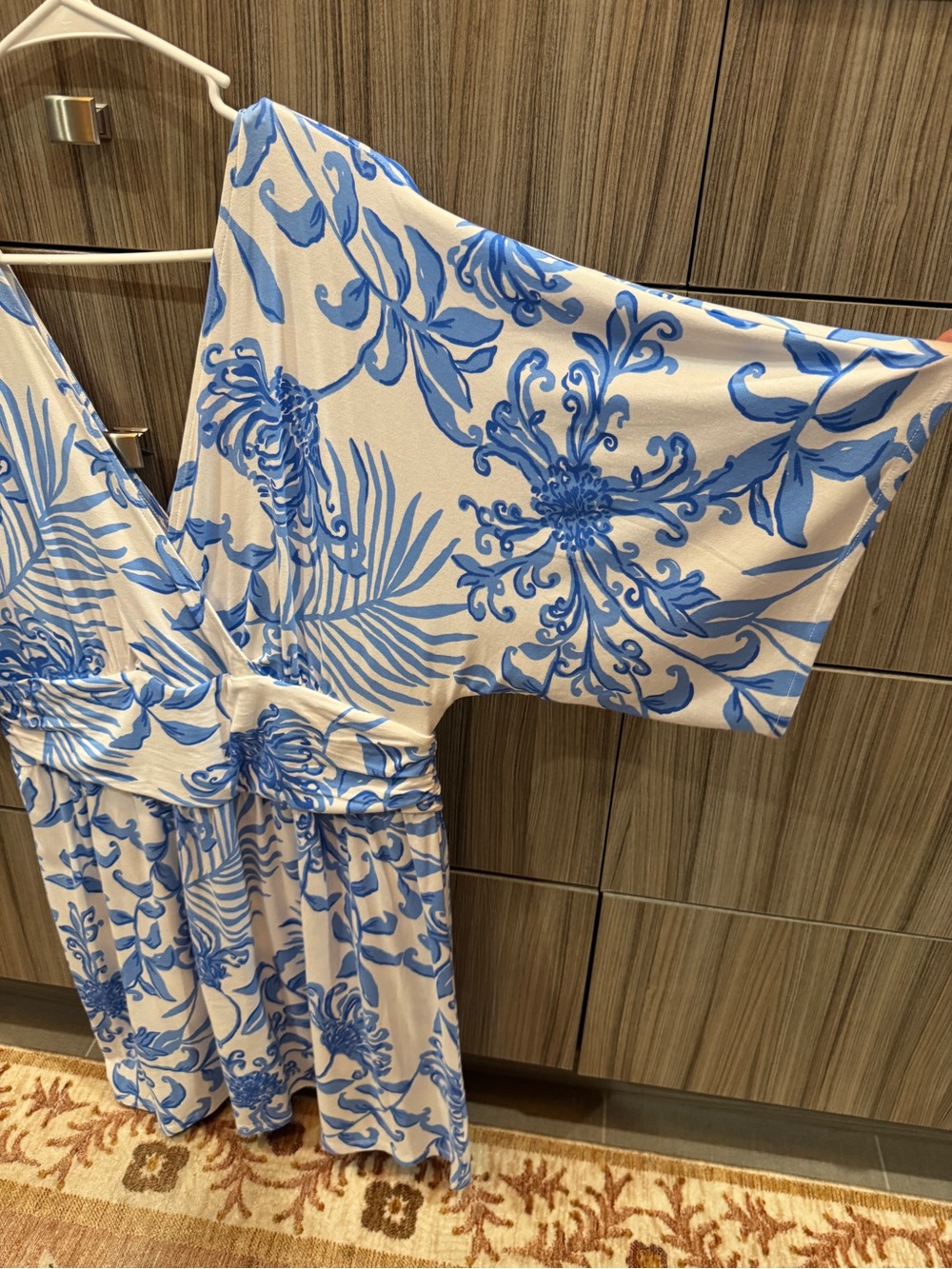 XL Lilly Pulitzer Blue and White Floral Dress/ Romper (with shorts under) - Picture 3 of 5